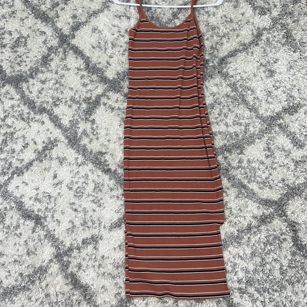 Long nude/pink dress with stripes